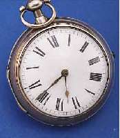 HENRY SMITH SPINDELHERRENTASCHENUHR, NR. 375, M. ÜBERGEH. IN SILBER, ENGLAND, HALLMARK LONDON 1804, GEW. PERF. EMAILBL., VERG. PLATINENW., ...