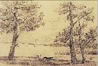 SPIRO, EUGEN, 1874-1972, WVZ, BAUMBESTANDENES SEEUFER, BLEISTIFTZEICHNUNG, RE. U. SIGN., CA. 24 X 32,5 CM, U.GL., R.