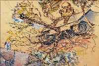 STEIGERWALD, ERNST, AUS DEM ZYKLUS TOTENTANZ, AQUARELL AUF MAL- KARTON, RE. U. MONOGR. UND DAT. 45, CA. 36 X 50 CM, R.