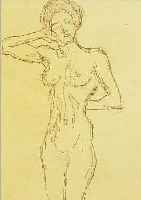 WIMMER, FRITZ, 1879-1960, STEHENDER WEIBLICHER AKT, BLEISTIFT AUF GEBRäUNTEM PAPIER, CA. 33 X 18 CM, U.GL., R., VGL. WVZ ...