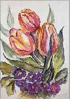 ZEITLER, FRIEDRICH, DEUTSCHER MALER DES 20. JH., TULPEN UND STIEFMüTTERCHEN, AQUARELL AUF PAPIER, RE. U. SIGN., CA. ...