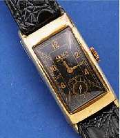 GRUEN HERRENARMBANDUHR CURVEX PRECISION, SCHWEIZ/USA UM 1938, GG-FILLED, BER. U. AN DEN BANDANST. REP. GEL., IN SICH GEW., MAßE CA. 43 X 19 ...