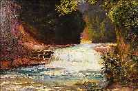 KLATT, HANS, *1876 HAMMERSTEIN-1836 MüNCHEN, ÖL/LWD, DARSTELLUNG EINES BACHES IM WALD, RECHTS UNTEN SIGN., ANGEFüGT AN DIE SIGNATUR IST EIN ...