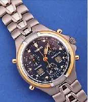 TISSOT ARMBANDALARMCHRONOGRAPH, REF.-NR. T670, SCHWEIZ UM 1995, TITAN, TEILW. VERG., UNGETR. LAGERW., SAPHIRFLACHGL., BODEN U. KRONE ...