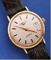 LONGINES HERRENARMBANDUHR CONQUEST AUTOMATIK, REF.-NR. 1589/1, SCHWEIZ UM 1968, METALL HARTVERG., EDELST.-BODEN GESCHR., AUTOMATIK- KAL. L633,1, ...