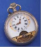 HEBDOMAS HERRENTASCHENUHR OFFEN 8-TAGE, REF.-NR. 30389, SCHWEIZ UM 1920, NICKEL, EMAILBL. L. BESCH. UNTER GLASR. AUßEN 11, ...