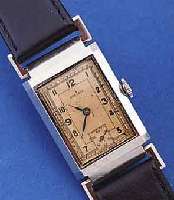 ARCADIA/FLEURIER WATCH CO ARMBANDUHR ART DECO, SCHWEIZ UM 1940, EDELST., BEWEGL. BANDANST., BODEN GEDR., RECT.-FORM IN SICH L. GEW., ...