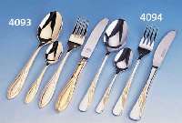 TAFELBESTECK FÜR 12 PERSONEN, 24 KT HARTVER- GOLDET, BEST. AUS: 12 MESSER, 12 GABELN, 12 LÖFFEL, 12 KAFFEELÖFFEL, 12 KUCHENGABELN, 1 ...