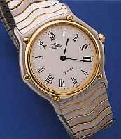EBEL HERRENARMBANDUHR SPORT CLASSIC, SCHWEIZUM 1988, FLACHES EDELST.-GEH., EINSCHALENAUSF.KRONE, LüNETTE U. SCHRAUBEN IN GG, EMAILFARB. ...