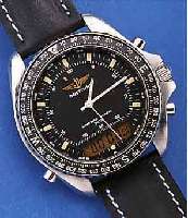 BREITLING ARMBANDCHRONOGRAPH NAVYTIMER/QUARTZ, REF.-NR. 3100,80191,5070, SCHWEIZ UM 1985, EDELST., BODEN U. KRONE GESCHR., QUARTZGEST. ANALOG U. ...