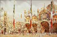 DESANTI, FABRO, ITALIENISCHER MALER DER 1. HäLFTE DES 20. JH., PIAZZA SAN MARCO IN VENEDIG, AQUARELL AUF PAPIER, RE. U. SIGN., CA. 53 X 66 ...