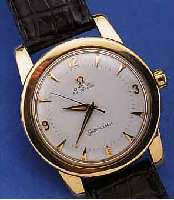 OMEGA HERRENARMBANDUHR SEAMASTER, REF.-NR. C2577/2SC, EDELST., BODEN GESCHR., STARKE ROSE-G. HAUBE, ORIG.-BLATT, LEDERB. SPäTER, WERK VERG., ...