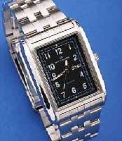 ALPHA SAPHIR HERRENARMBANDUHR, JAPAN 2000, EDELST. INCL. EDELST.-BAND, TEILW. SAT., TEIL-W. POL., SAPHIRFLACHGL., AUTOMATIK M. ZENTRAL-SEK., TAG U. ...