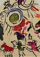 CHAGALL, MARC, 1887-1985, VIER FARBLITHO- GRAPHIEN AUS ANDRE SAURET, MOURLOT PARIS 1962, ENTWÜRFE ZU DEN JERUSALEMER FENSTERN, JE CA. 20 X 15 CM, ...