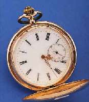 SAVONETTEHERRENTASCHENUHR, SCHWEIZ/DEUTSCH- LAND UM 1908, ROSE-G. 585/000, EMAILBL., GOLDCUV. M. QUALIFIKATIONSGRAV., VERG. ...