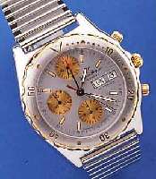 LOUIS REGINE ARMBANDCHRONOGRAPH AUTOMATIK, REF.-NR. 40360065, SCHWEIZ UM 1975, UNGETR. LAGERW., METALL HARTVERCHR., EDELST.-BODEN U. KRONE ...