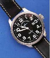 ZENO WATCH BASEL FLIEGERUHR, SCHWEIZ 2000, EDELST., BEIDS. MINERALVERGL., BODEN VERSCHR.,LEDERB., ETUI, GARANTIEKARTE UNAUSGEF. 25 ST.,BASISKAL. ...
