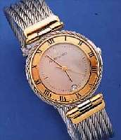 PHILIPPE CHARRIOL ARMBANDUHR, SCHWEIZ UM 1992, EDELST., GEH. AUßEN SOWIE BANDTEILE IN GEDR. STAHL, PATENT. FALTSCHL., SAPHIRFLACH- GL. M. VON ...