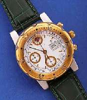 CANDINO ARMBANDCHRONOGRAPH AUTOMATIK, SCHWEIZ UM 1988, EDELST. MATT., BODEN U. KRONE GESCHR., DREHLüNETTE WIE DRüCKER HART- VERG., ...