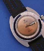 NIVADA HERREARMBANDUHR ANTARKTIS, REF.-NR. 67086, SCHWEIZ UM 1970, EDELST., BODEN U. KRONE GESCHR., TAUCHEREIGENSCHAFTEN, LüNETTE BEIDS. ...