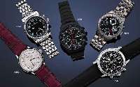 PRESTIGE WATCH INT. ARMBANDCHRONOGRAPH MILI- TARY, SCHWEIZ UM 1988, EDELST., SCHW. MATT.,INCL. EDELST.-BAND, BODEN U. KRONE GESCHR., BEI ...