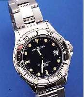PHILIPPE ESTEREL HERRENTAUCHERUHR MALIBU, REF.-NR. 821501/359, SCHWEIZ UM 1998, EDELST. INCL. EDELST.-BAND, TEILW. POL., TEILW. SAT., ...