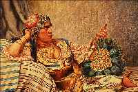UNBEKANNTER MALER, DATIERT 1879, FEMME D'ALGIER, MEHRFARBIGES AQUARELL AUF PAPIER, RE. U. UNLESERLICH SIGN. UND DAT., CA. 14.5 X 19.5 ...