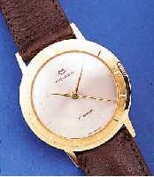 MOVADO HERRENARMBANDUHR KINGMATIC, REF.-NR. 39/49115, SCHWEIZ UM 1962, GG 585/000, BODEN U. GLASR. GEDR., STD.-ZEICHEN AUF LüNETTE MAT-T., AUßER ...