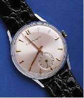 GIRARDGIRARD PERREGAUX HERRENARMBANDUHR, SCHWEIZ UM 1961, 2.-GEH. METALL HARTVERCHR., BODEN U. GLASR. GEDR., BLATT REST., 17 ST., HANDAUFZUG, ...