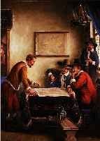 PUSCHKA W., MüNCHENER SCHULE, ÖL/LWD., WIRTSHAUSZENE, R., CA. 80 X 70 CM