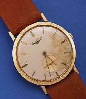 LONGINES HERRENARMBANDUHR, SCHWEIZ/USA UM 1960, GG-FILLED, GLASR. GEDR., VERS. ORIG.- BLATT, FL., RUNDANKERW., 17 ST., HANDAUFZUG- KAL. 23Z, ...