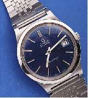 OMEGA HERRENARMBANDUHR AUTOMATIK GENEVE, SCHWEIZ UM 1978, EDELST., NEUTR. EDELST.- BAND, BODEN GESCHR., WERK ROTVERG., KAL. ...