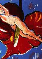 BACH, ELVIRA, GEB. 1951, FRAU MIT ANTHURIE, FARBLITHOGRAPHIE, HANDSIGNIERT UND DAT. 2001, NUM. HC 2/13, CA. 30 X 24 CM