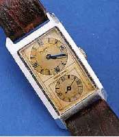 PRONTO DOCTORS' WATCH SUPERSPORT, SCHWEIZ UM1937, NICKEL-CHROMGEH., RECT.-FORM, SCHARNIER-BODEN, TRAGESP., BES. IM BODENBER., 2-FARB. VERS. ...