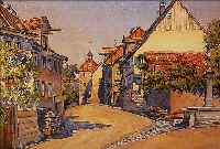LEDERLE, K., PFORZHEIMER MALER UM 1930, SONNIGER WINKEL IN ÜBERLINGEN, AQUARELL AUF PAPIER, RE. U. SIGN. UND DAT. 1922, CA. 40 X 47 CM, ...