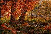 GESGESELL, DEUTSCHER MALER, DATIERT 1932, HERBSTLICHE LANDSCHAFT, ÖL/MALKARTON, RE. U. SIGN., CA. 24 X 37 CM, R.