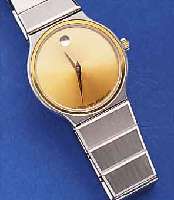 MOVADO DAMENARMBANDUHR MUSEUMS WATCH, EDEL- ST. TEILW. SAT., TEILW. POL., FLACHE AUSF., BODEN 4-FACH VERSCHR., BEI FERTIGST. WASSERGE-SCH., ...