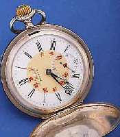 L. HAINZ PRAG SAVONETTE HERRENTASCHENUHR, TULASILBER, BEIDS. REITERSZENEN, TEILW. VERG.,BER., EMAILBL. FEIN HAARR., HIER SIGN. WIE AUF WERK U. ...