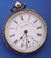 J.G. GRAVES HERRENTASCHENUHR, ENGLAND UM 1898, SCHWERES SILBERGEH., SCHüSSELAUFZUG, STAUBSCHUTZ, 2-TEIL. EMAILBL. M. SONDERAUFDR.,THE EXPRESS ...