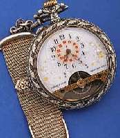 PERPETUUM HERRENTASCHENUHR BEZEICHNET WOCHEN- UHR (8-TAGE), METALL RELIEFIERT, RüCKS. DARST. VON BERGARBEITERN, NACH F. RAINIER, EMAILBL. ...