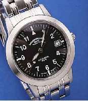 MÜHLE NAUTISCHE INSTRUMENTE HERRENARMBANDUHR FLIEGERDESIGN, DEUTSCHLAND UM 1997, EDELST.,TEILW. SAT., TEILW. POL., INCL. EDELST.-BAND M. ...