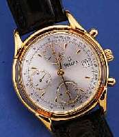 BULOVA ARMBANDCHRONOGRAPH AUTOMATIK SCHWEIZ UM 1996, METALL HARTVERG., EDELST.-BODEN GE- DR., LEDERB., GARANTIEK.UNAUSGEF., SCHUTZ- HüLLE, 25 ...