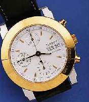 TISSOT ARMBANDCHRONOGRAPH AUTOMATIK, SCHWEIZUM 1992, EDELST., BODEN GEDR., LüNETTE, DRüK- KER U. KRONE M. GG-AUFL., NEUTR. LEDERB. M. ...