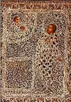 IKONE, WOHL POLEN, UM 1890-1900, HEILIGENDARSTELLUNG, SILBERFILIGRANOKLAD MIT PERLCHEN, CA. 11 X 8,5 CM, IM ORIG. KIOT