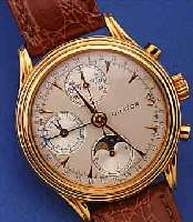 ORATOR ARMBANDCHRONOGRAPH, SCHWEIZ UM 1996, METALL ROSEVERG., BEIDS. MINERALVERGL., VOLL- KALENDERANZ. INCL. MONDPHASE, 30-MIN.- U. 12- ...