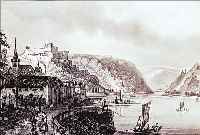 KONVOLUT VON 4 BLATT, SR. GOAR UND UMGEBUNG:1.) AQUATINITA V. BLEULER, VUE DE ST. GOAR ET LA RUINE DE RHEINSTEIN, 12,5 X 16,5 CM; 2.) ...