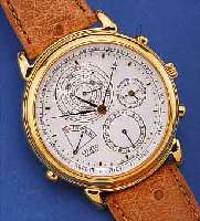 CITIZEN HERRENARMBANDUHR PERPETUAL CALENDAR, JAPAN UM 1995, UNGETR. LAGERW., LEDERB., BED.-ANL., VERKAUFSLOGO, METALL HARTVERG., BOMB. ...