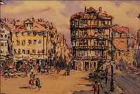 OTTO, ERICH P., DEUTSCHER MALER DES 20. JH., BELEBTER MARKTPLATZ, AQUARELL üBER ...