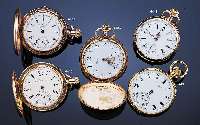 E. LEONVILLE TASCHENCHRONOGRAPH, SCHWEIZ/ USA UM 1885, SCHWERES RG 585/000-GEH., WERK- NR. 48450, 2-TEIL. PERF. EMAILBL. SIGN., ZEI- ...