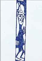 ROHLFS, CHRISTIAN, 1849 - 1938, "SCHMALES MäNNCHEN", BLAUER HOLZSCHNITT, UM 1921-22, WV VOGT 937, 28 X 20 CM, UNTER GLAS, R.